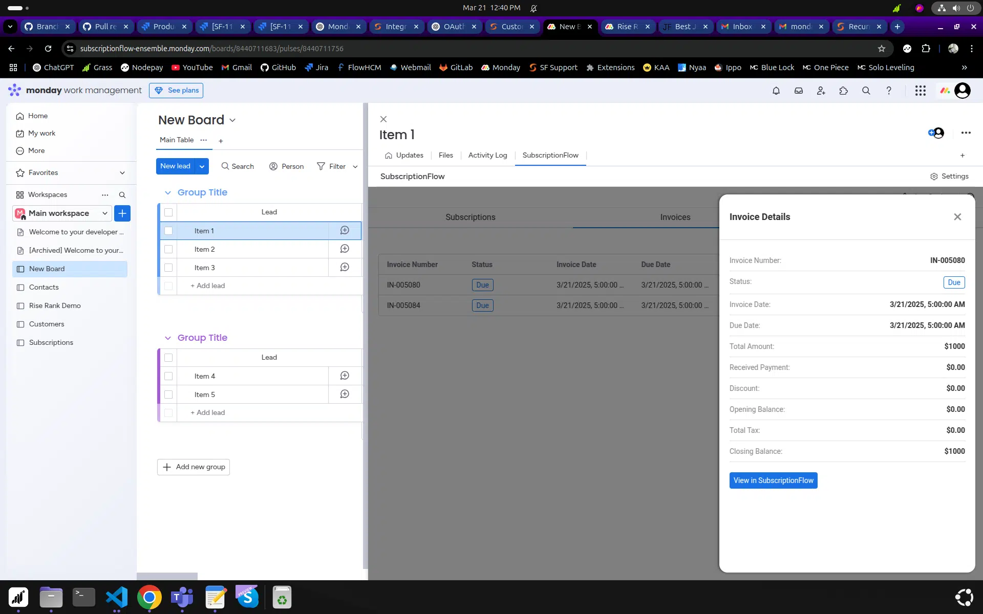 monday app invoice details